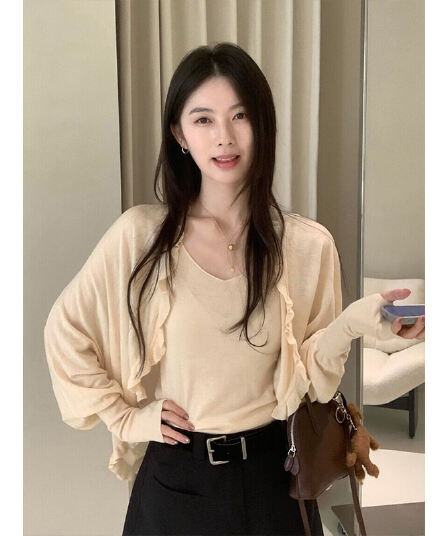 정가 부드러운 바람 루즈핏 자외선 차단 오픈 가디건 슬립 인사이드 가져 가라. 여성 2026 이른 가을 새로운 하이웨이스트 반신 미니 스커트 세트