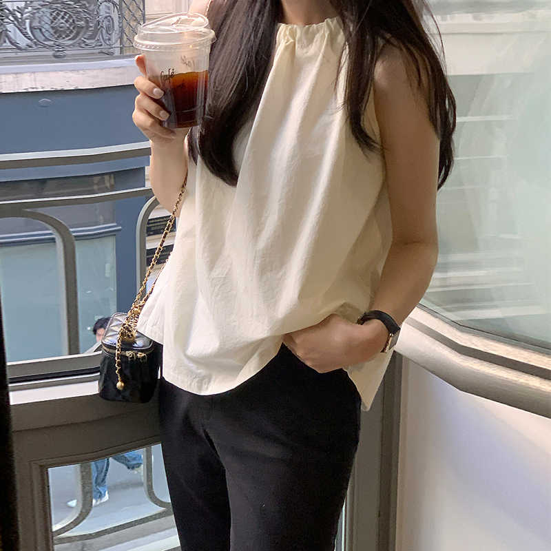 있음 선적 작은 대중 행침 목 외국 가스 슬림해 보이는 캐미솔 Chic 민소매 맨위