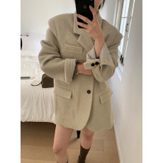 批发高级感复古洋气毛呢西装呢子西服毛呢外套