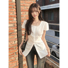 批发<b class='q'>甜美</b>风蕾丝边短袖衬衫女洋气小衫独特别致上衣