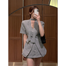 批发已出货 韩系短袖西<b class='q'>装</b>套<b class='q'>装</b>女夏季薄款小个子气质短<b class='q'>裤</b> 两件套