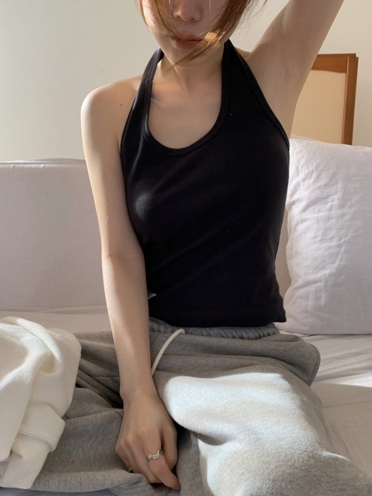 있음 선적 섹시함 행침 목 핫걸 민소매 니트 조끼 몸매 가꾸기 인사이드 가져 가라. 작은 슬링