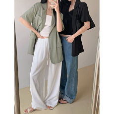 批发短袖<b class='q'>西装</b>外套女薄款宽松休闲设计感气质小西服上衣