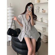 批发已出货 韩系短袖西装套装女<b class='q'>夏季</b>薄款小个子气质短裤 两件套