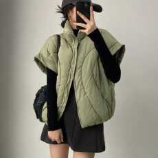 批发韩国东大门新款立领短袖温暖棉<b class='q'>马甲</b>棉衣<b class='q'>外套</b>加厚