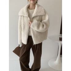 批发羊羔毛<b class='q'>外套</b>女秋冬2025新款宽松显瘦休闲加绒加厚皮毛一体毛毛上衣