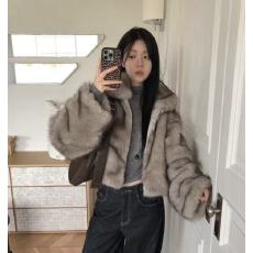 批发韩国<b class='q'>东大门</b><b class='q'>代购</b>2025秋冬款 翻领拉链人造毛宽松长袖外套女