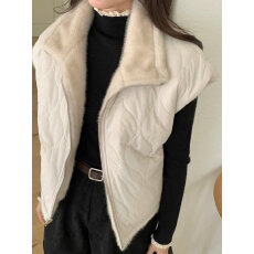 批发2025韩国<b class='q'>东大门</b><b class='q'>代购</b>秋季新品女装翻领双面穿小清新毛茸茸保暖马甲