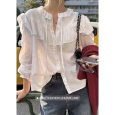 批发韩国<b class='q'>东大门</b><b class='q'>代购</b>2026春款ogi荷叶花边格子长袖衬衫