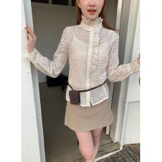 批发26秋季镂空小香风<b class='q'>长袖</b><b class='q'>衬衫</b>上衣女 配吊带