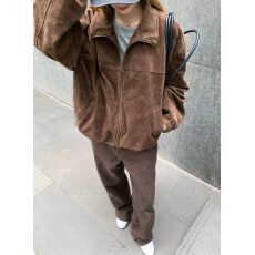 批发26秋<b class='q'>冬</b> 韩国chic复古小众宽松休闲长袖麂皮绒棒球服夹克外套