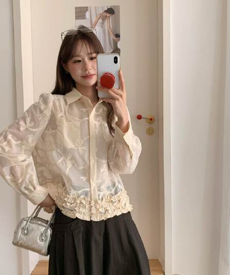 가을 겨울 긴팔 홀로우 아웃 셔츠 오픈 가디건 여성 26 한국 스타일 맨위