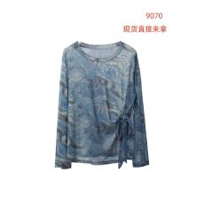 批发【胖佳佳】印象星空 气质显瘦双面高弹扎染印花<b class='q'>网纱</b>T恤H625Z14899