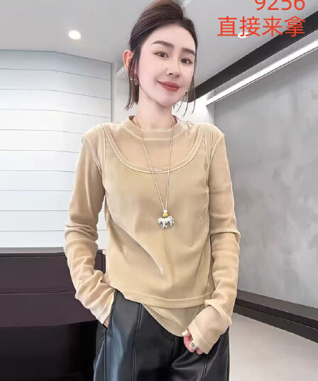 유럽 니켈 사설 서비스 페이크 레이어드 조끼 티셔츠 벨벳