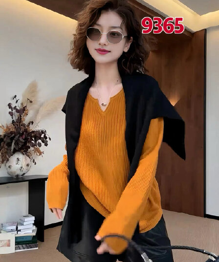 달 2026 이른 가을 새로운 작은 대중 디자인 익스트림 제인 바람 수직 구덩이 곡물 작은 V넥 긴팔 티셔츠 2608d4324