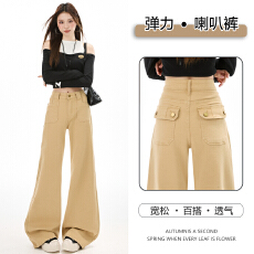 批发实拍美式休闲阔腿<b class='q'>牛仔裤</b>女2026年春季新款高腰显瘦宽松直筒拖地裤