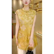 批发2026早春新款<b class='q'>女装</b>上衣T恤新中式时尚显瘦立领短袖优雅