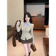 批发实拍麂皮绒假两件长袖t恤女<b class='q'>秋</b>冬巨好看绝美打底衫内搭套装