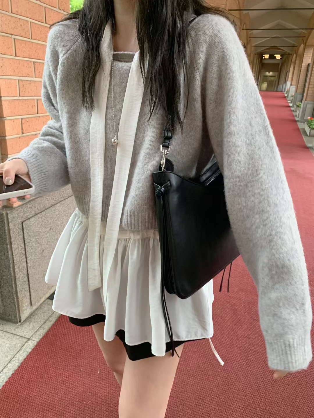 재고 있음 동대문 패션 작은 대중 클래식 단색 chic 바람 루즈핏 레이스 업 셔츠