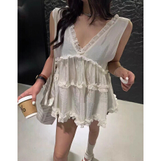 批发有货 韩国东大门 夏季款甜美可爱木耳花边<b class='q'>连衣裙</b>