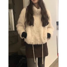 批发有货 韩国东大门 毛毛立领抽绳外套