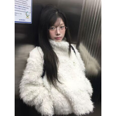 批发已出货 韩国chic 高级感圈圈毛单排扣短款仿皮草<b class='q'>外套</b>