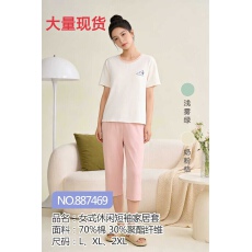 批发<b class='q'>睡衣</b>女<b class='q'>夏季</b>薄款圆领套头短袖七分裤可外穿家居服套装