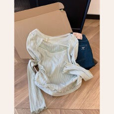 批发法式蕾丝边长袖T恤女春<b class='q'>秋</b>新款气质显瘦百搭小衫独特别致绝美上衣