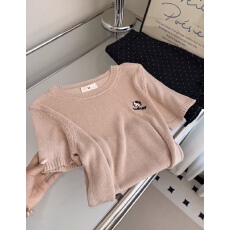 批发新款<b class='q'>韩版</b>时尚百搭显瘦圆领短袖<b class='q'>针织衫</b>女上衣