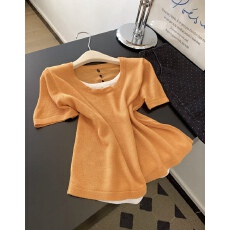 批发小众设计感后背镂空假两件短袖上衣女<b class='q'>夏</b>季新款韩版休闲风上衣