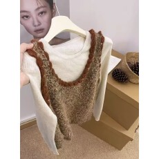 批发入秋叠穿yyds~焦糖奶咖花纱毛球u领针织吊带<b class='q'>马甲</b>背心女