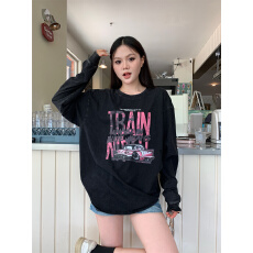 批发实拍实价 美式复古高街设计感做旧水洗<b class='q'>卫衣</b>女