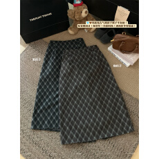 批发实拍实价 格纹中长款<b class='q'>半身</b>裙秋冬新款a字裙高腰美拉德长裙