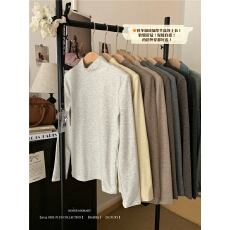 实拍实价 秋冬新款韩版半高领加绒加厚保暖纯色打底衫T恤