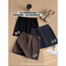 批发实拍实价 毛呢纯色简约高腰半身裙女<b class='q'>气质</b>A字显瘦复古百搭短裙