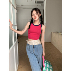 批发新品 撞色针织吊带背心女外穿2026夏季新款设计感小众修身上衣