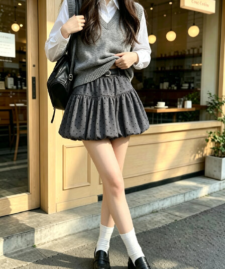 신제품 켜기 새로운 레트로 스웨이드 하이웨이스트 꽃밭 미니 스커트 여성 한국 스타일 연령 감소 캐주얼 반신 스커트 벨트 포함