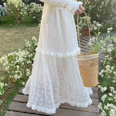 批发白色蕾丝半身裙女2026春夏新款a字裙纱裙甜美公主蓬蓬蛋糕中长裙