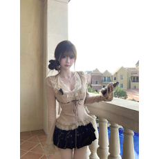 批发瑞茜东京恋人 秋冬纯欲风显瘦设计感上衣半身裙R66296-1H