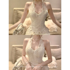 批发SISI JIANG“纯欲<b class='q'>蕾丝</b>”纯欲温柔风<b class='q'>蕾丝</b>花边内搭挂脖胸衣女