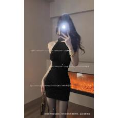 批发轻奢性感名媛风<b class='q'>连衣裙</b>高端气质收腰镂空显瘦包臀背心短露背包臀裙