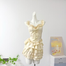 批发SYJ/舒衣家 富家千金风荷叶边蕾丝鱼骨上衣女生日礼服<b class='q'>蓬蓬</b><b class='q'>裙套装</b>