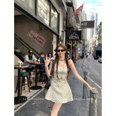 批发HuoHuo <b class='q'>波点</b>奶芙 法式纯欲2026春夏新款女撞色<b class='q'>波点</b>宽松印花<b class='q'>连衣裙</b>