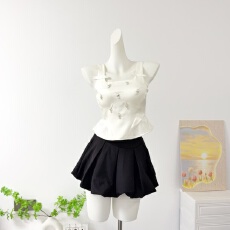 批发迟伞伞 26/ss VVS星钻 手工钉钻蝴蝶结无袖高级感贵气缎面上衣