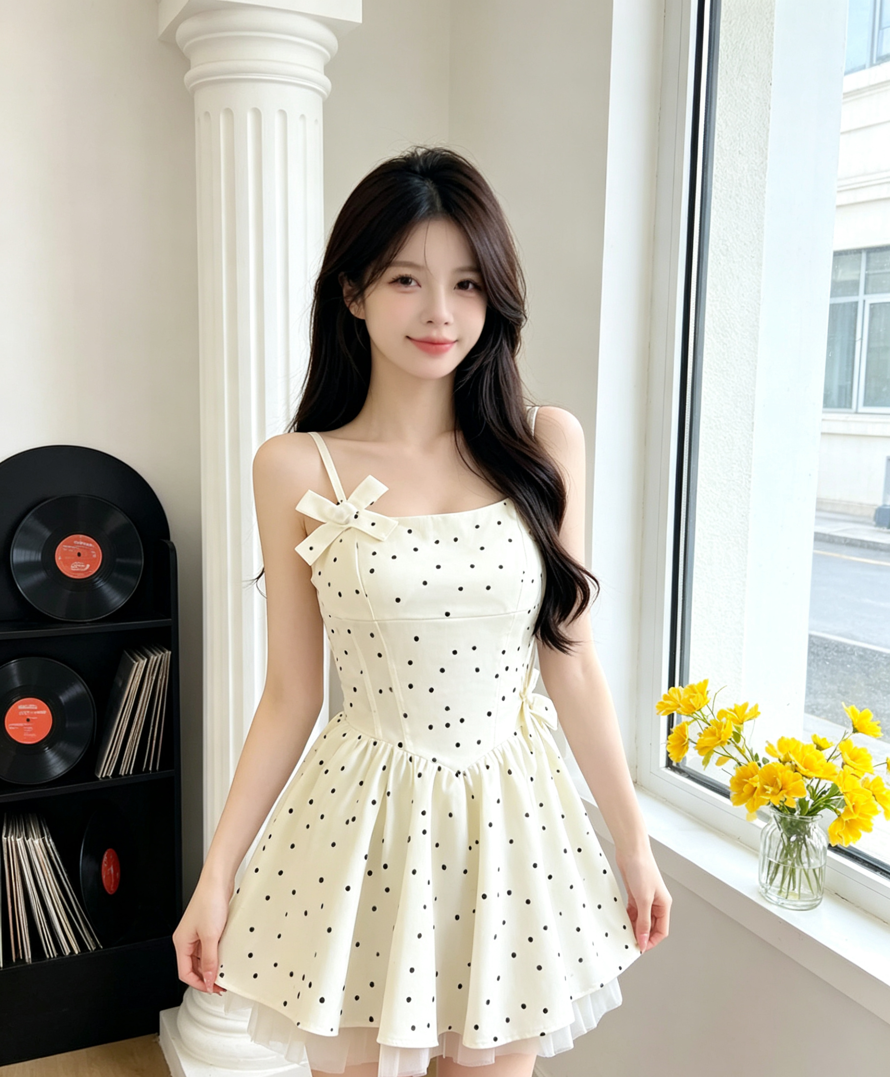 페인트 꿈 낙타 천 프랑스식 순수한 욕망 바람 도트 무늬 몸매 가꾸기 망사 퍼프 공주 드레스 여자 드레스