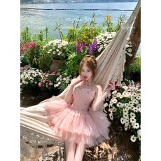 批发Catyears猫年 油画天使~定制立体蕾丝亮片网纱<b class='q'>蓬蓬裙</b>拼接<b class='q'>连衣裙</b>女