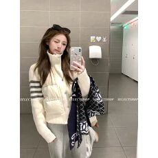 批发韩系学院风设计感拼接针织棉服<b class='q'>男</b>女秋冬独特别致立领轻薄棉衣外套