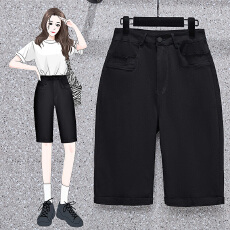 批发实拍2026夏季新款大码五分短裤胖MM宽松阔腿裤高腰舒适休闲裤