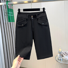 批发实拍2026夏季新款薄款休闲短裤女高腰显瘦翻盖设计大码五分裤