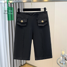 批发实拍2026夏季新款大码休闲短裤女高腰显瘦层次口袋设计薄款五分裤